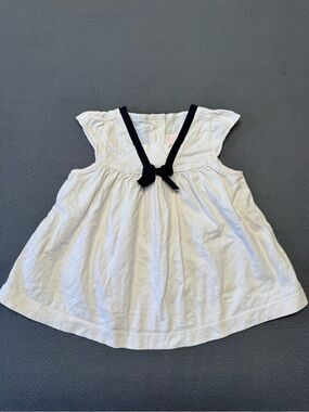 Janie and Jack White Toddler Sailor-Style Top with Navy Bow
